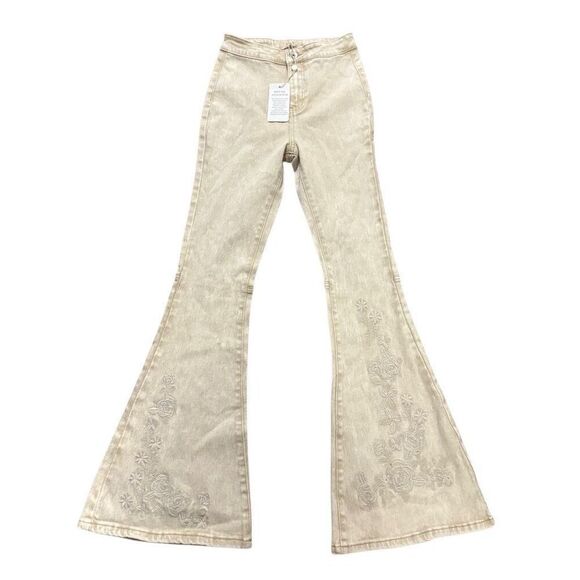 Chelsea & Violet beige flared high waisted pants size 25 - Picture 1 of 5